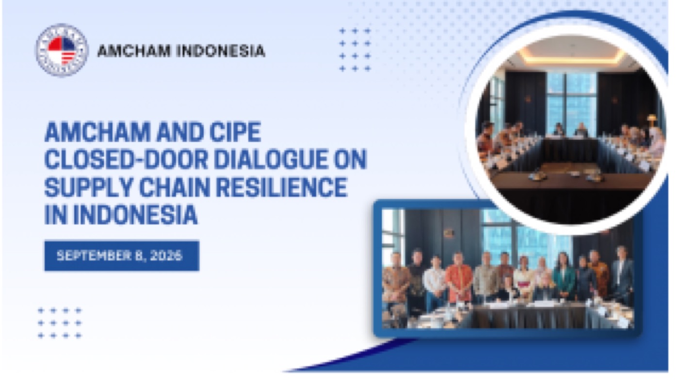 AmCham Indonesia card for a closed-door dialogue with CIPE on supply chain resilience